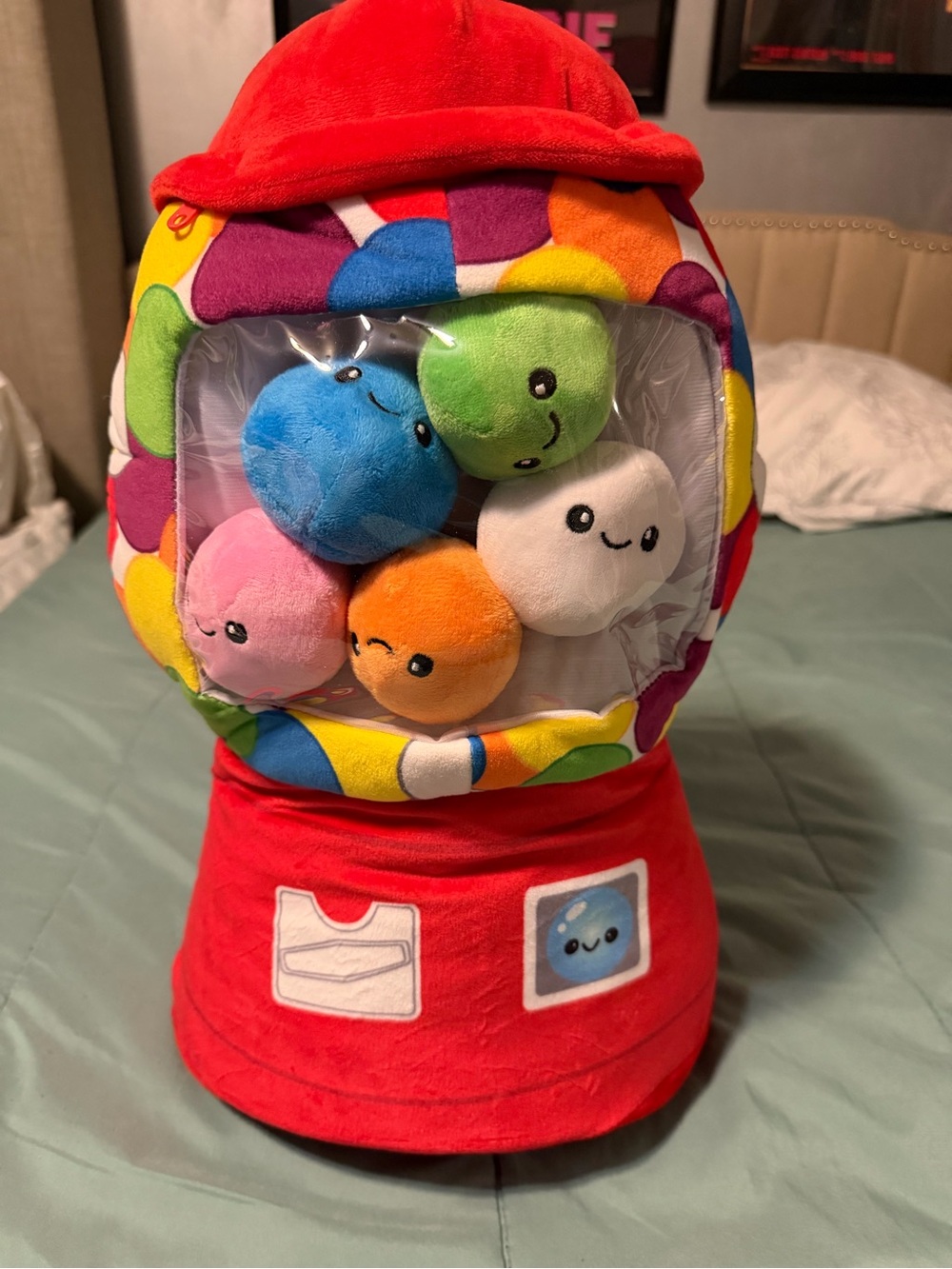 Fiesta Plush Gumball Machine with Red Base and Multicolor Balls